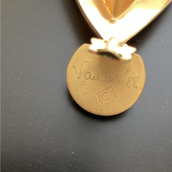 VINTAGE 1988 STEVE VAUBEL COUTURE GOLD VERMEIL CLIP-ON EARRINGS - Picture 3 of 7